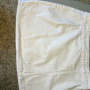 White Jean Midi Skirt With Slit